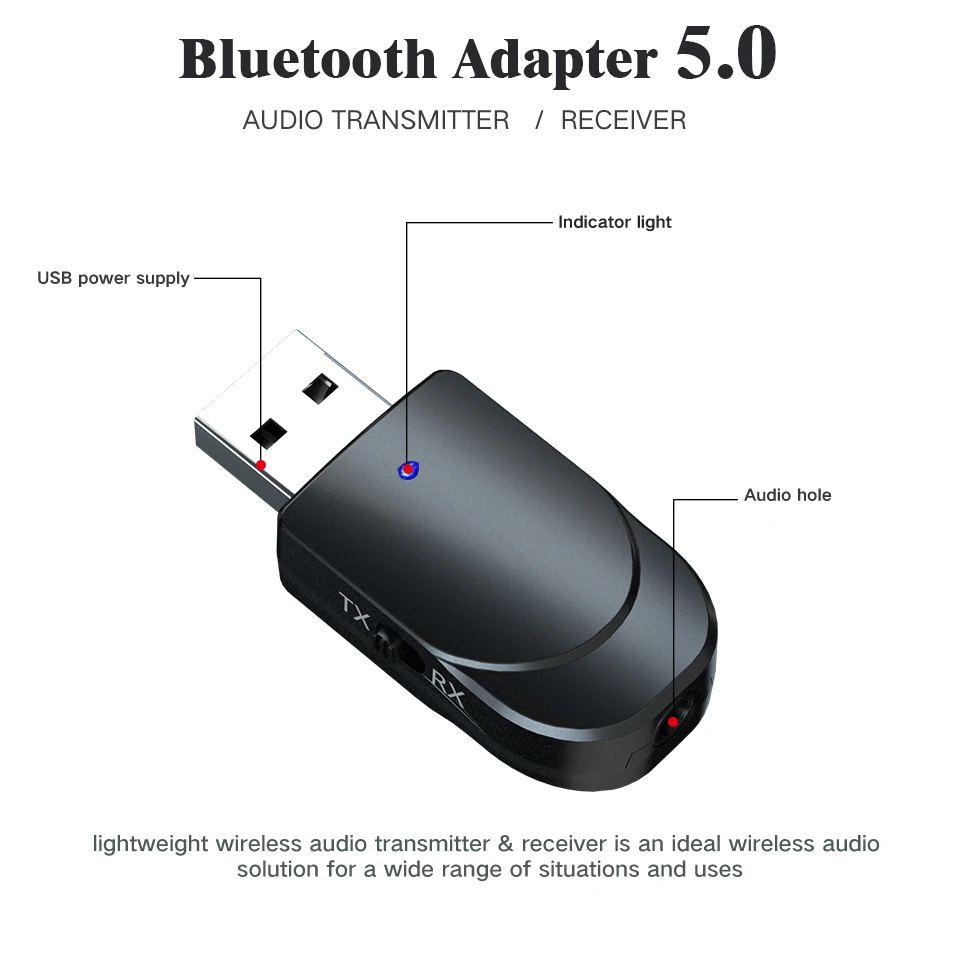 Récepteur audio Bluetooth 5.0, adaptateur audio sans fil Bluetooth stéréo  pour récepteur stéréo avec 3,5