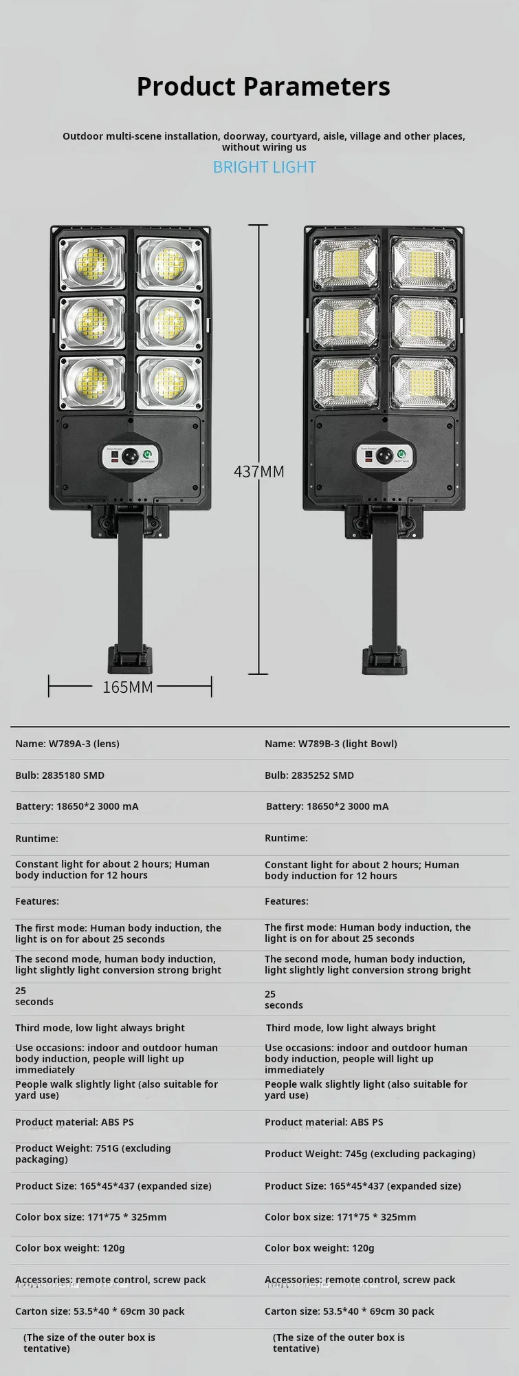 Solar Powered Strong Light Street Lamp for Outdoor Courtyard Lighting