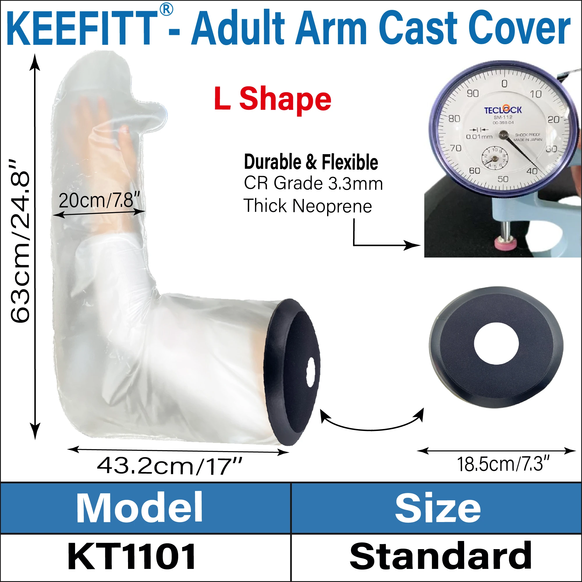 KEEFITT KT1101 Waterproof Adult Full Arm Cast Cover Protector 