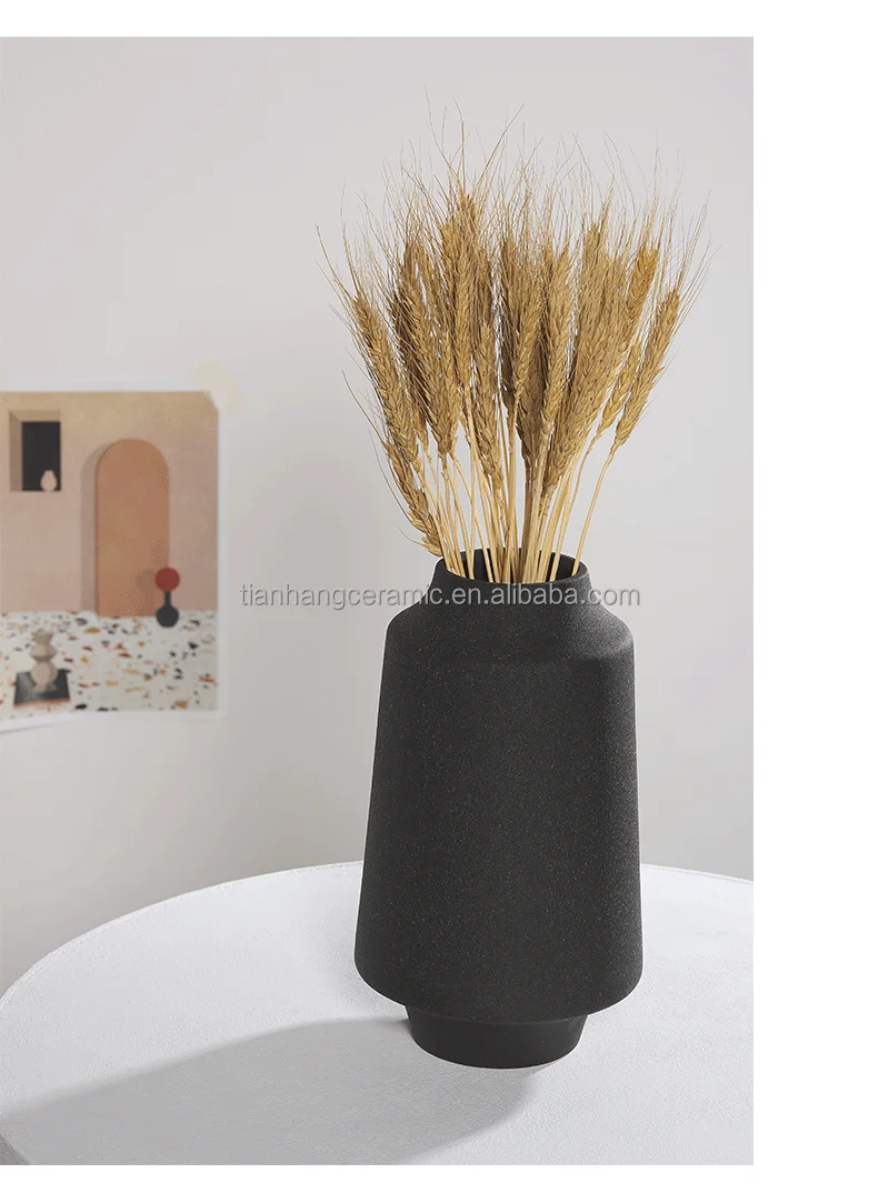 India Style Black Matt Classic Desktop Home Furnishings Ceramic Vases For Home Decor Indoor And Outdoor.jpg