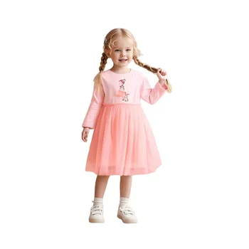 2025 Autumn New Fashion European American Style Cute Cartoon Princess Mesh Skirts for Girls Casual Baby Dresses for Children
