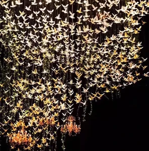 Chandeliers Pendant Lights Wedding Decoration Hanging Crystal Plastic Acrylic Flying Bird Hight Ceiling Chandelier Lamp