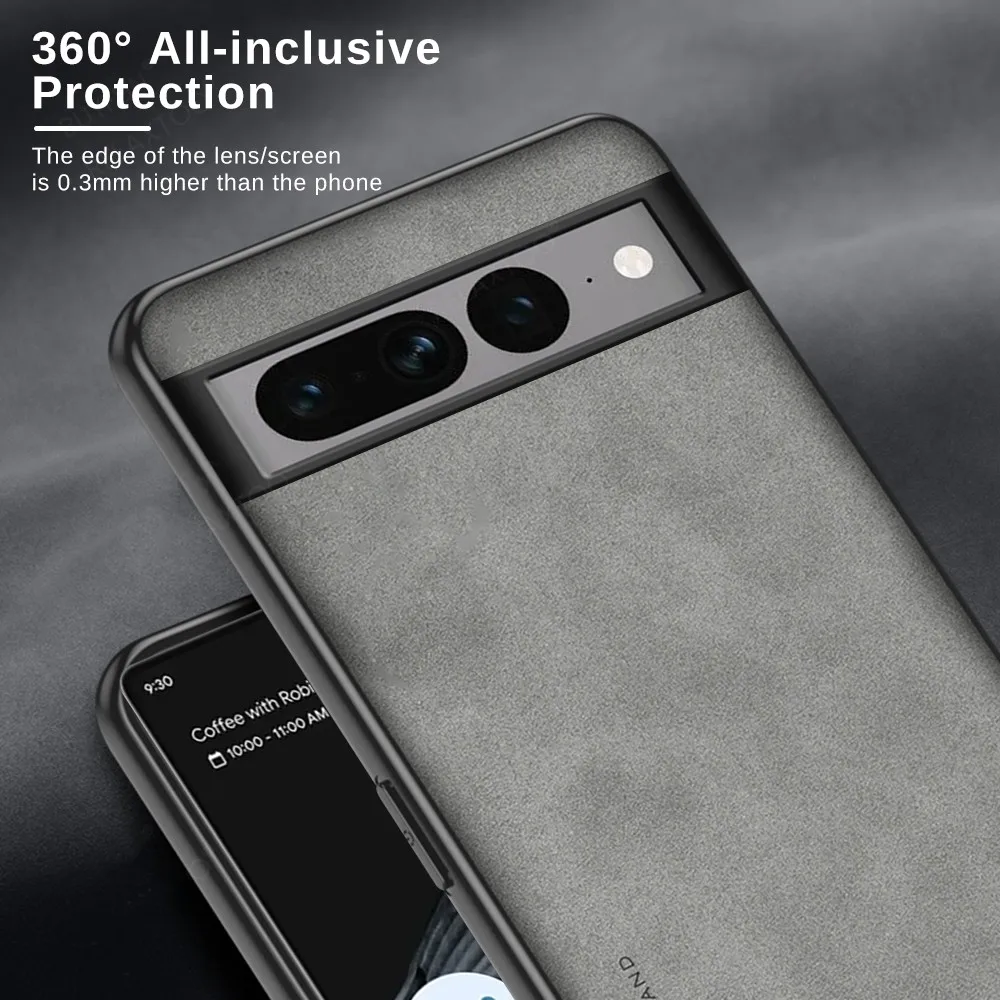 For Google Pixel 8 Pro Case Camera Shockproof Coque  Pixel 7 7A 6A 6 Pro Pixel7 5G Sheepskin Leather Silicone Phone Cover