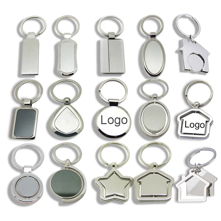 Keychain Laser Engraved Qr Code Round Plain Stainless Steel Epoxy Key Holder Sublimation Metal Custom Key Chain Keychain