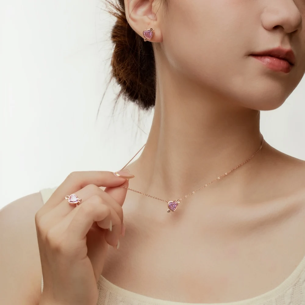 KAKODIY Best Christmas Valentine Gits 925 Sterling Silver Rose Gold Plated Heart Love 5A Zircon Eternity Ring detail 4