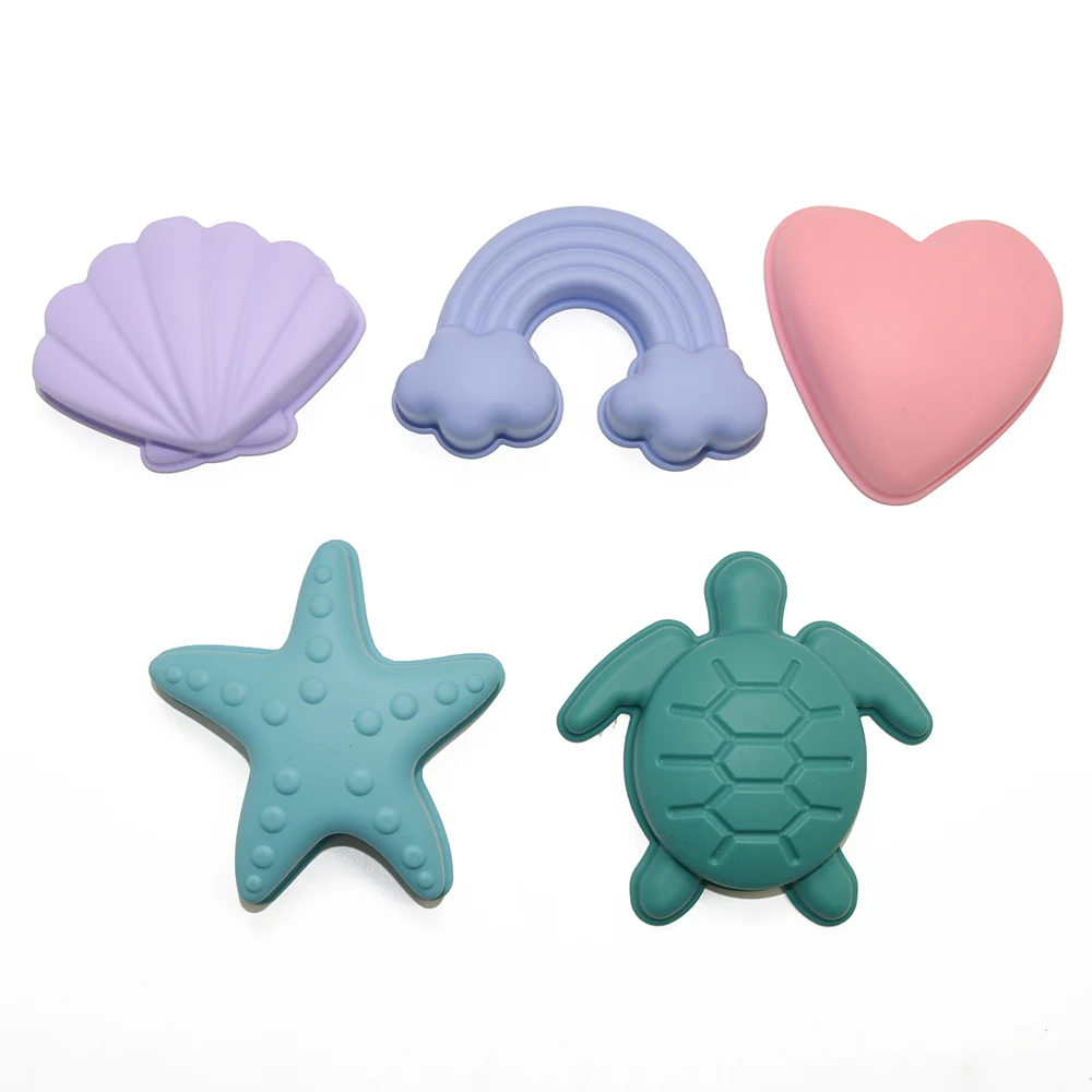 New Design Custom Logo Summer Sand Bucket Beach Baby Toys Set Eco Soft Silicone Game Play for Kids DIY  Wholesale