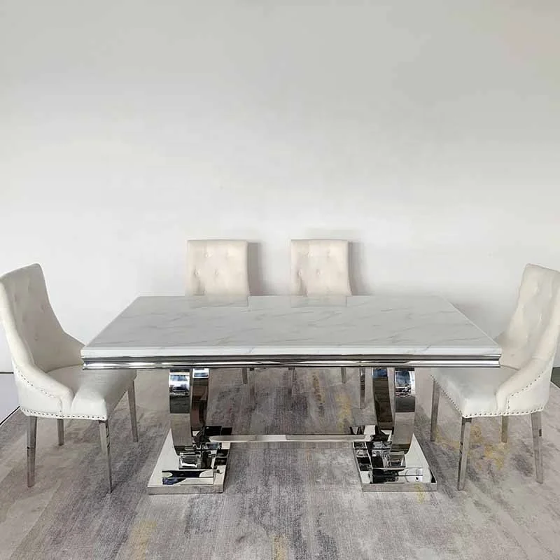 A8026 Foshan мебель оптом 8 местный ресторан кухня нержавеющая сталь Столовая стол стул Наборы