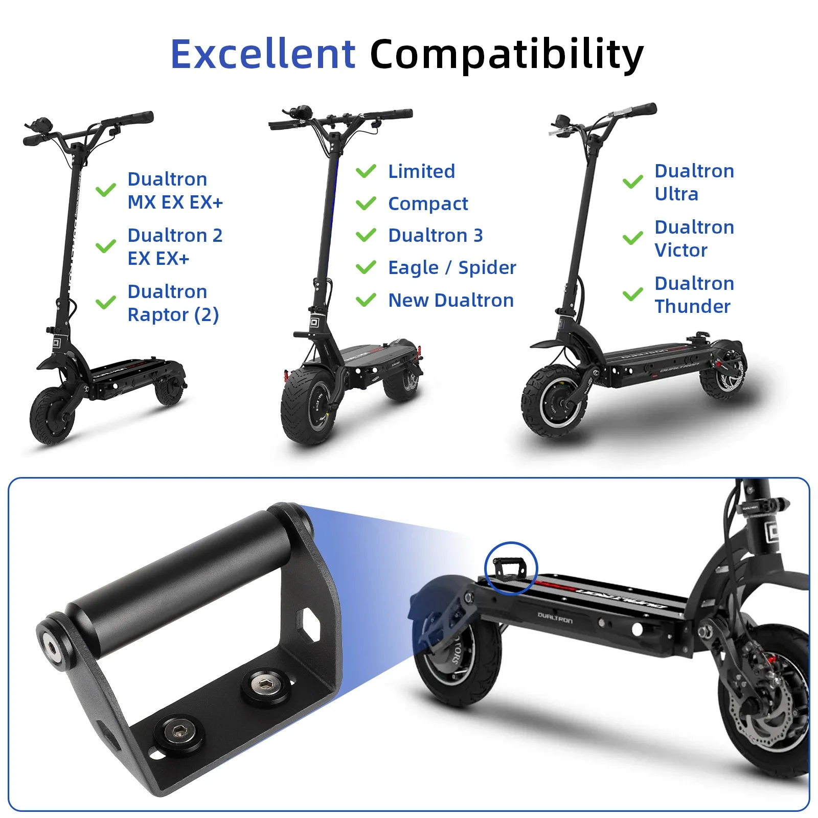 듀얼 트론 빅터 천둥 울트라 이글 스파이더 전기 스쿠터 액세서리 Ulip 핸들 바 리어 브래킷 알루미늄 그립 미니 모터