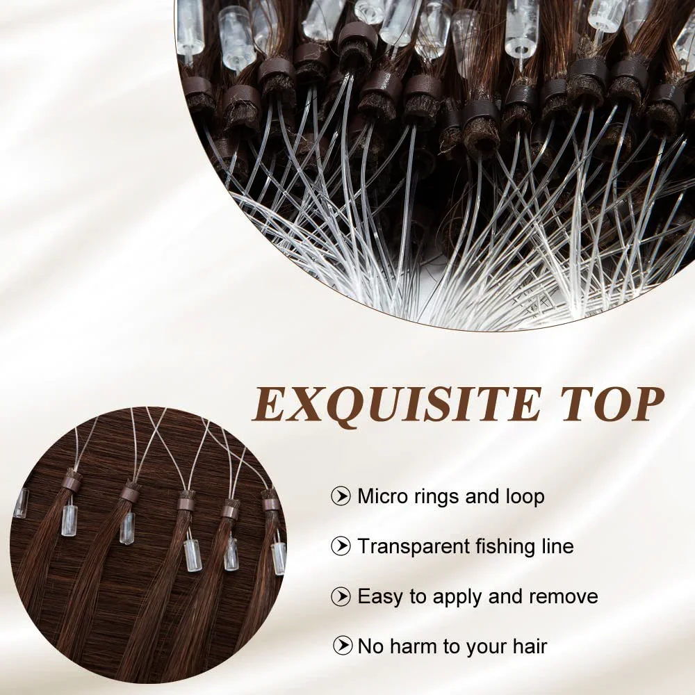 Natürlicher Micro-Loop-Ring, Remy-Echthaar-Extensions, Highlights, glatt, 50 Strähnen, 50 g_voghion.com