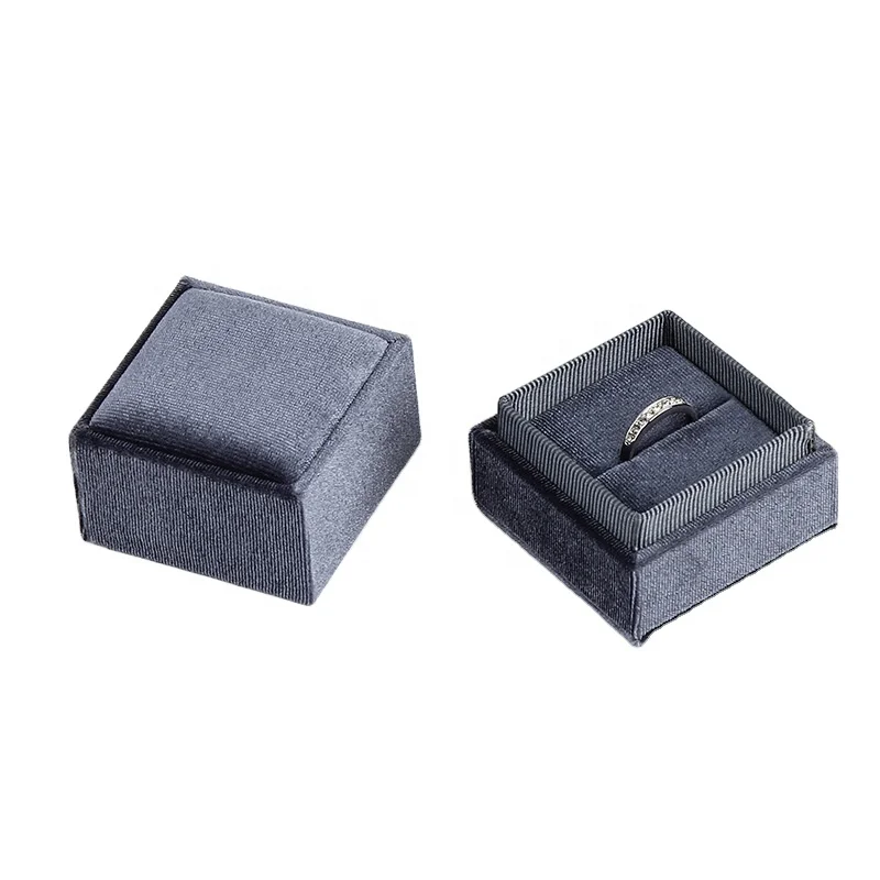 Velvet Jewelry Box Luxury Custom Wedding Engagement Paperboard Velvet