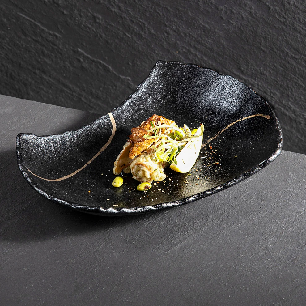 Moderno 11 ''Vajilla De Porcelana Irregular Rim Bandeja Platos