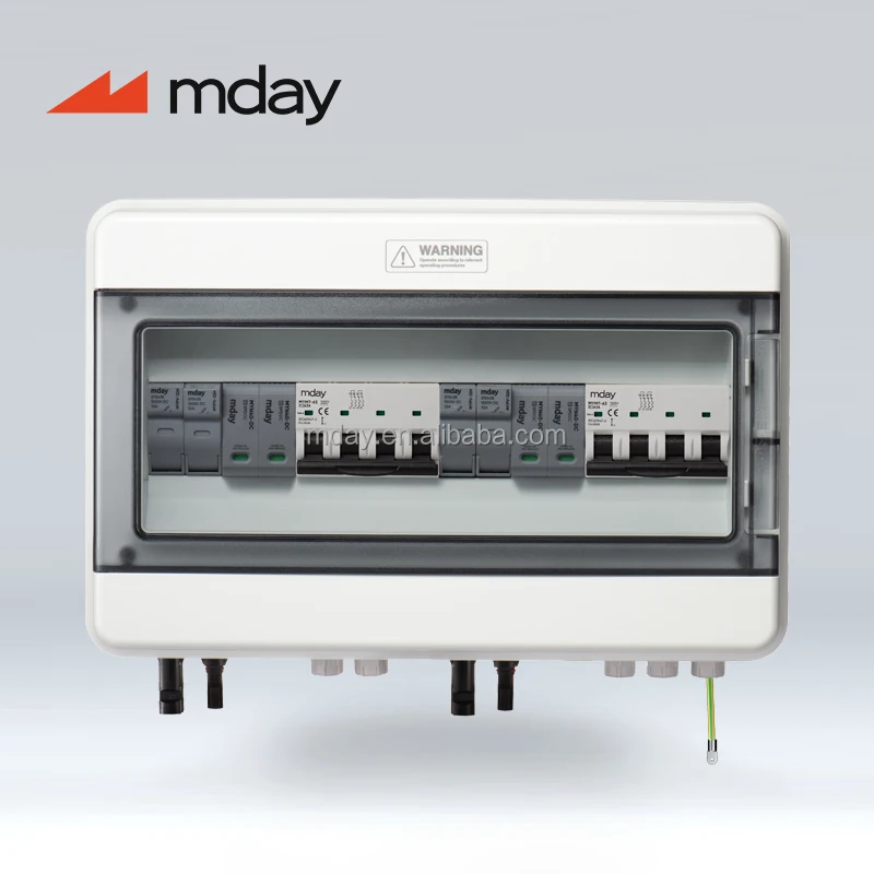 Mday 2 in 2 OUT DC1000V Solar PV Combiner Box 32A IP65 Waterproof for Solar Panel Array Systems