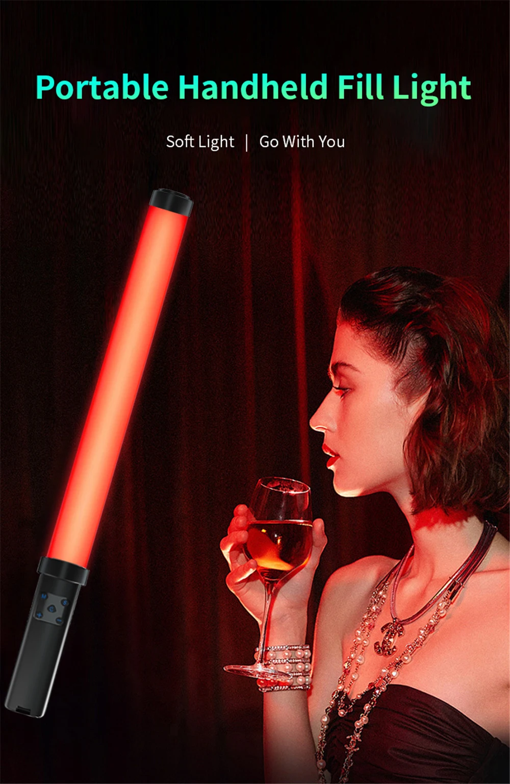 SYOSIN RGB Rechargeable Handheld LED Light Wand Video Photography Light 30 Modes RGB Stick for Vlog Tiktok Youtube
