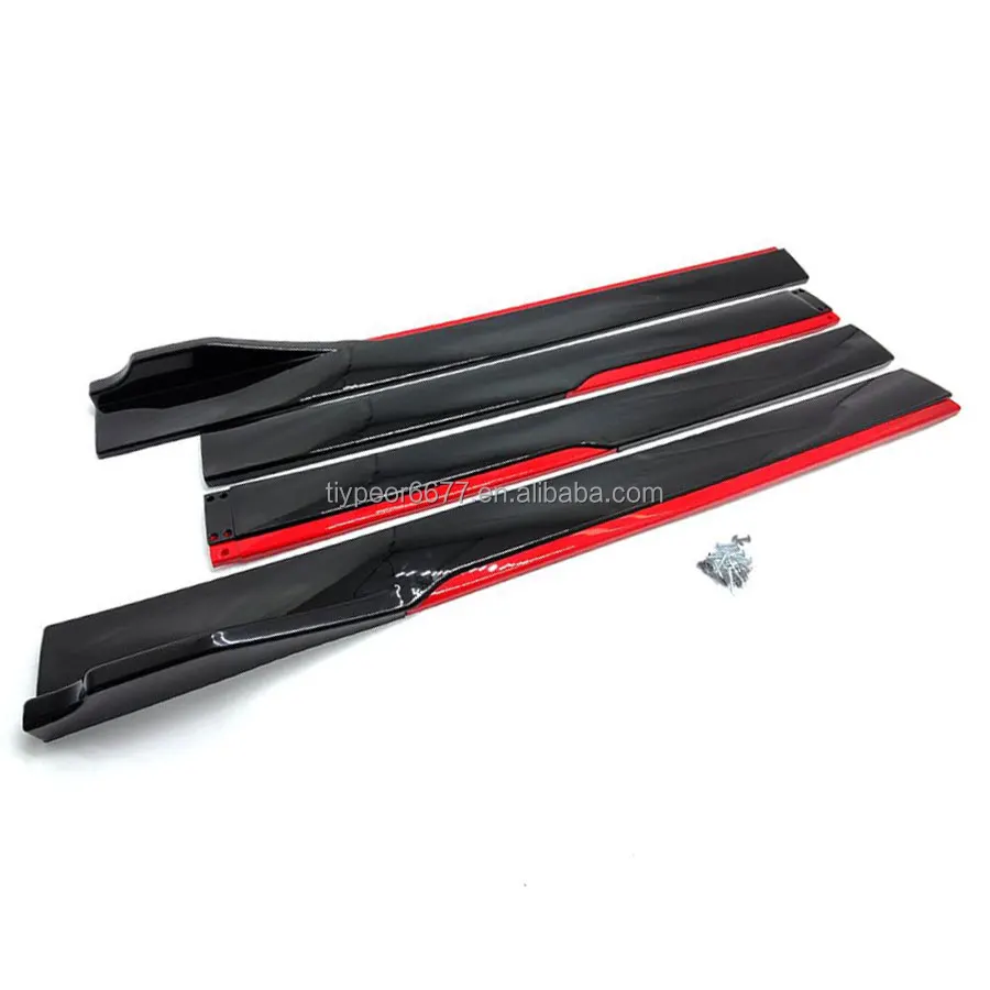 product tiypeor wholesale custom cheap universal side skirt top cover black red side skirt bumper bodt kit-3