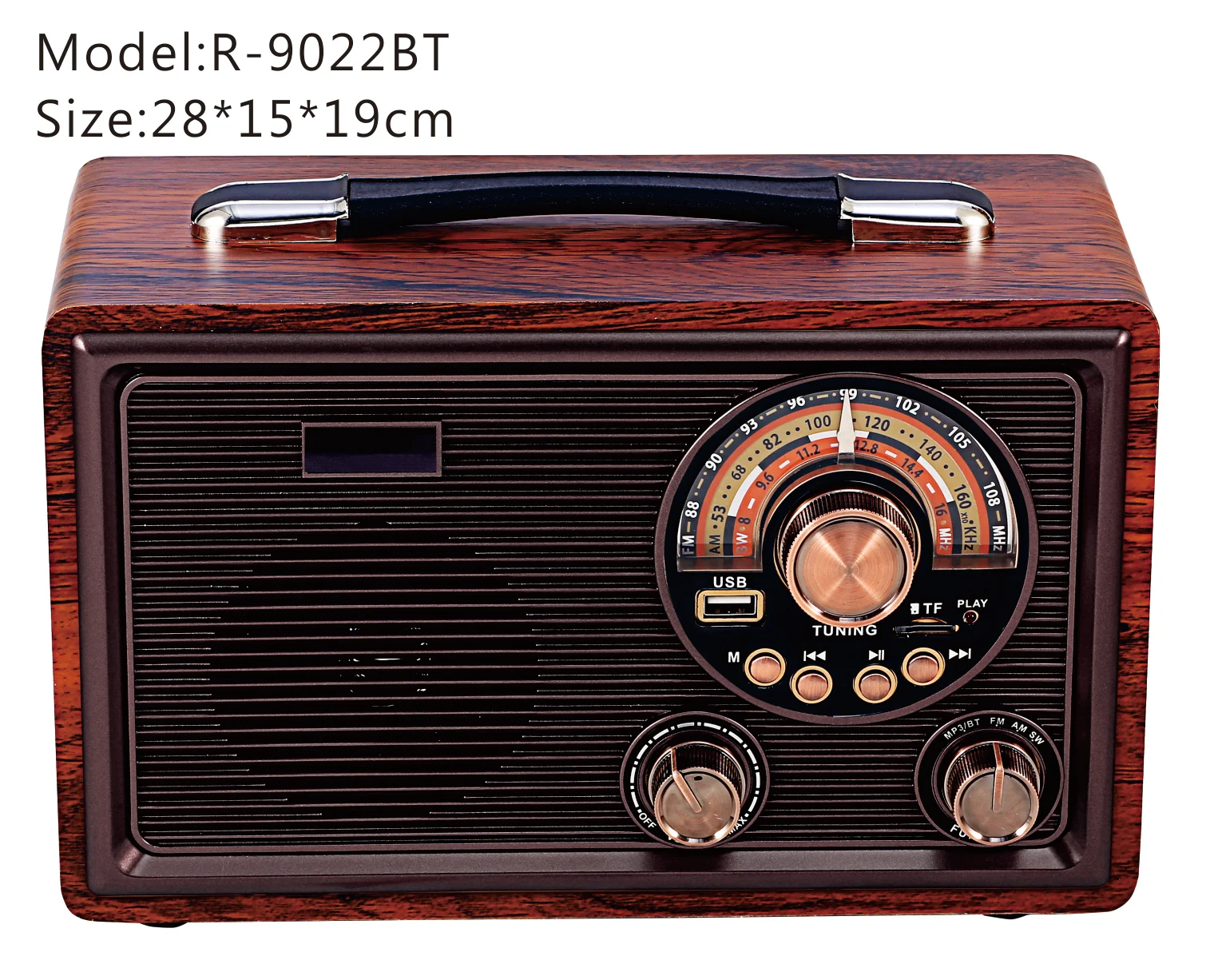 ホットセールメタルアンティークレトロラジオAm Fm Usb TfBTレコード