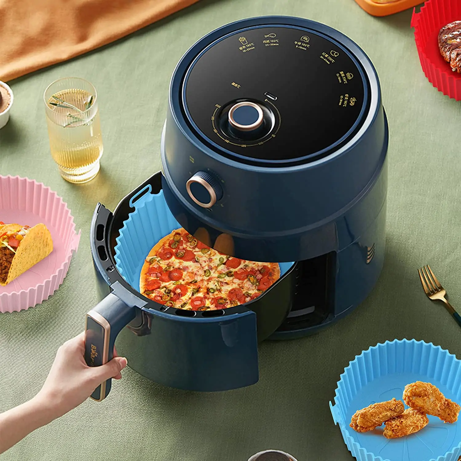 Top Selling Reusable Pot Air Fryer Baskets Silicone Liners Silicone Air