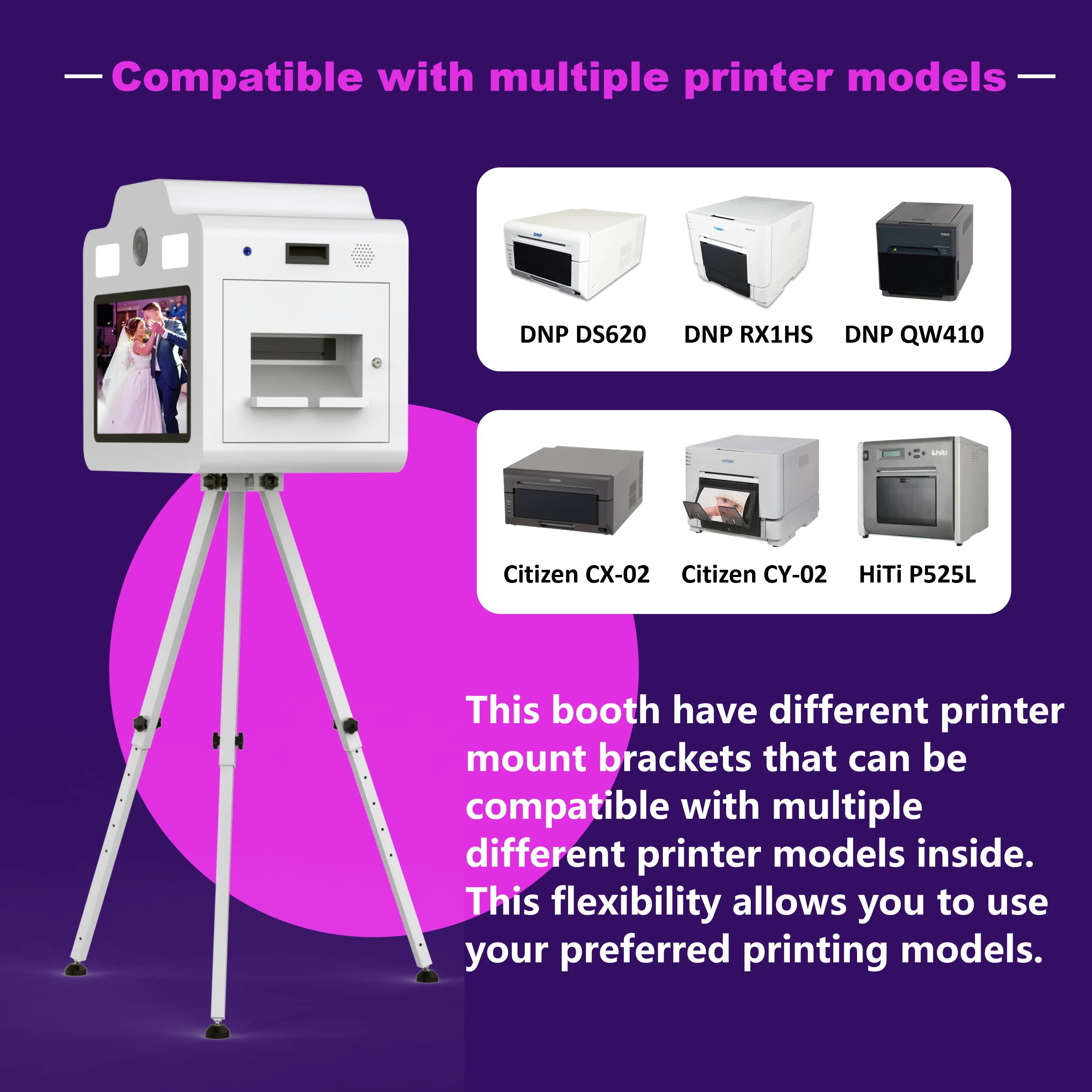 21.5 Inch Instant DSLR Photo Booth Suitable for Instant Photography and Compatible with Printer Minipc  for Party Wedding