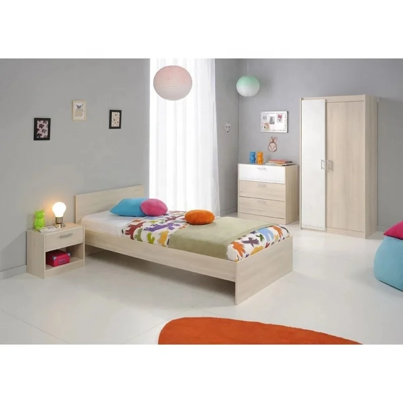 MKAD005 Gray Modern Design MDF Simple Kids Bed Room Furniture Set Single Children Sleeping Beds