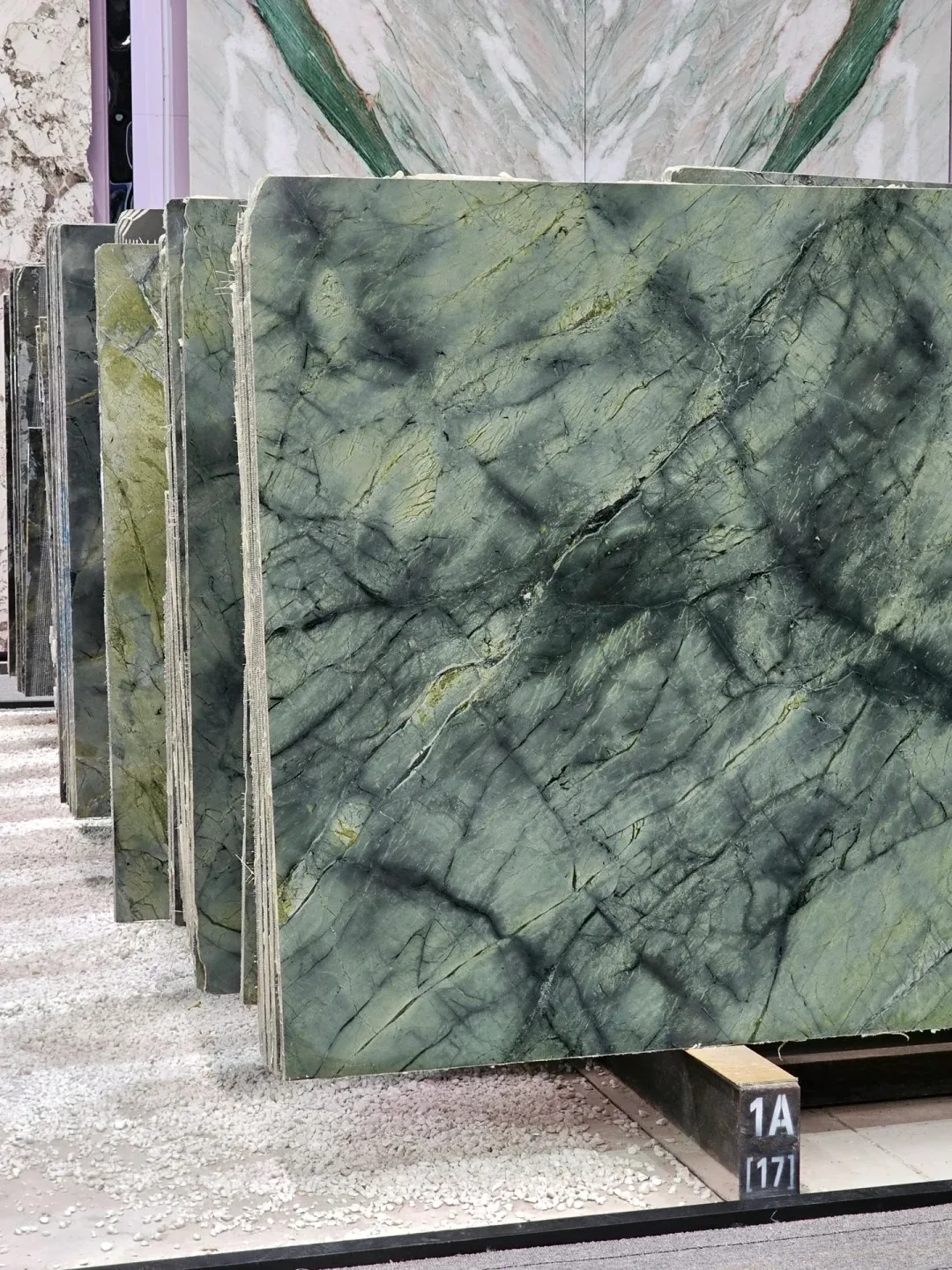 product custom dark green marble flooring tiles modern striped apple polish marble stone for hotel big slab marble floors export-3