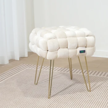 New Design Footstool Ottoman Stool With Gold Legs Footrest