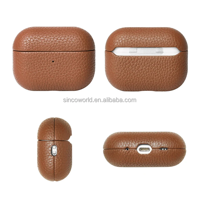 Custom Genuine Leather Material Earbud Case for AirPods GRS Pure Color Bluetooth Wireless Headphone Accessories