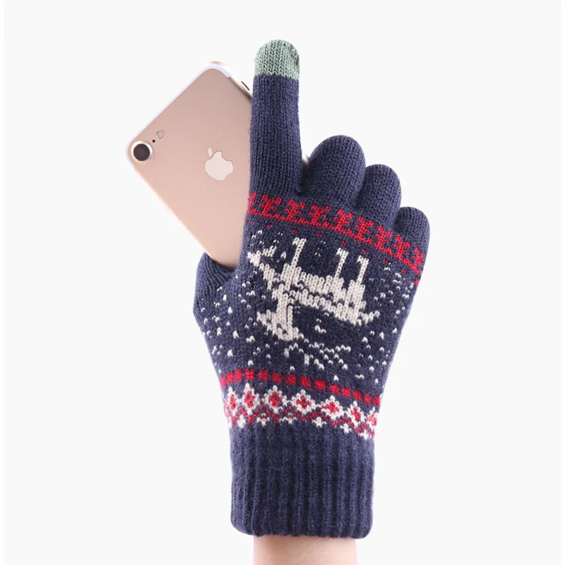 Трикотажные перчатки теплые перчатки с сенсорным экраном зимние перчатки с сенсорным экраном модные удобные жаккардовые для зимы с логотипом на заказ