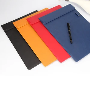 Wholesale Office Supply Custom logo Magnet Button A4 Pu Leather Presentation Folder Clip Documents File Folder