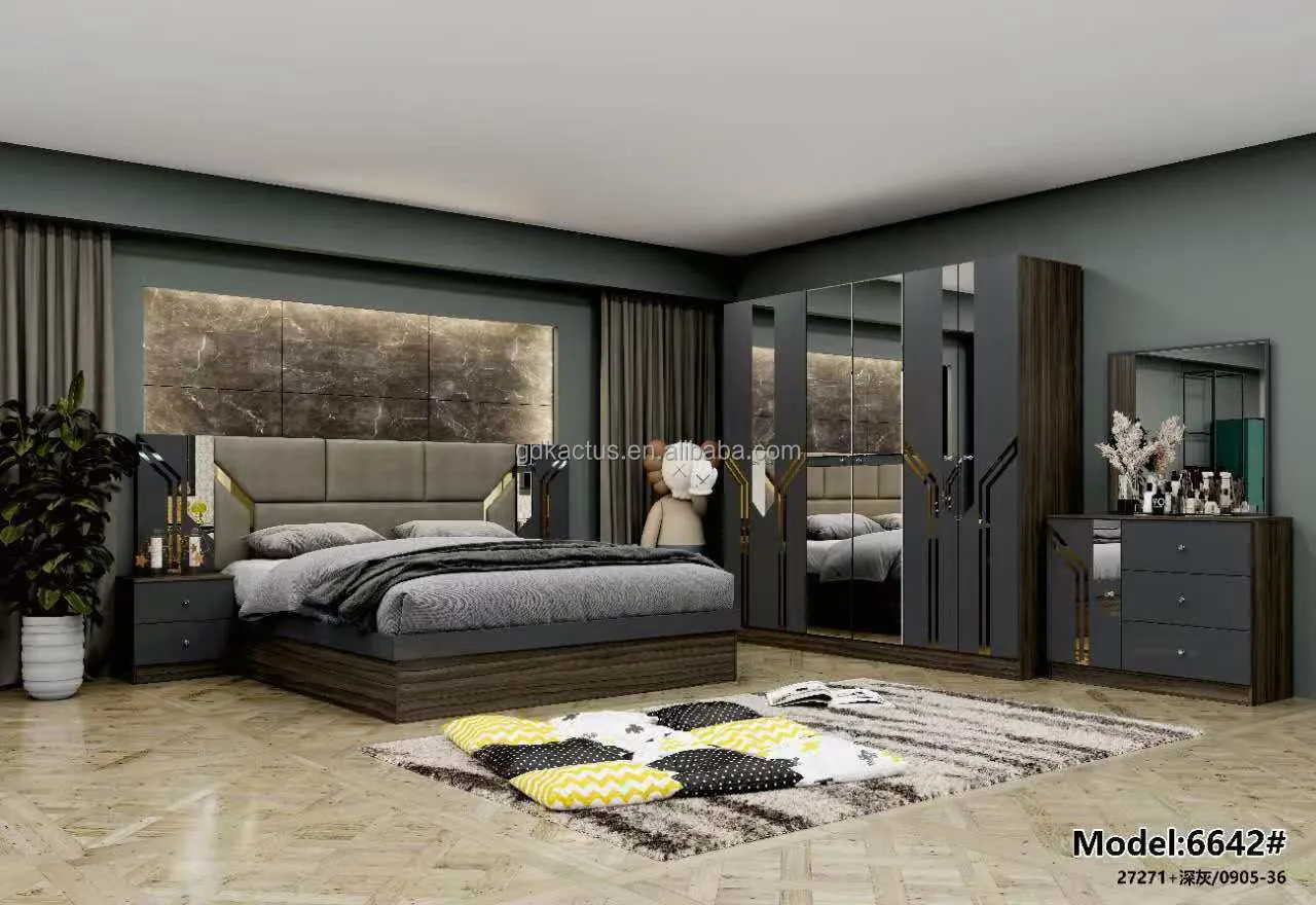 Elegant Simple Design Cheap Price Good Quality MDF Bedroom Furniture Set