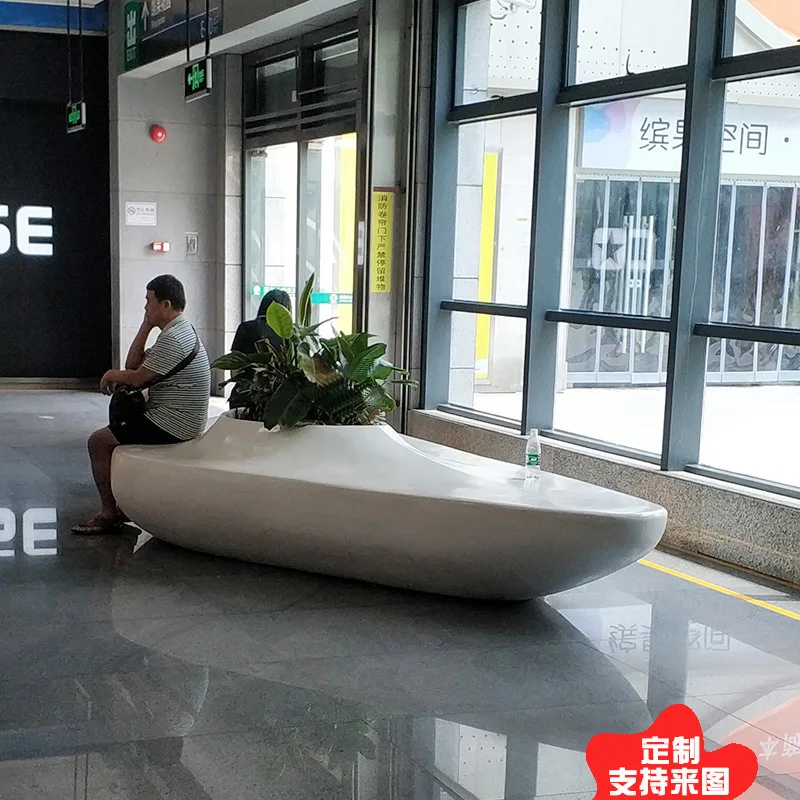 Seating Outdoor Bench Decorative Design Fiberglass Airport Shopping  Mall Bench Pot