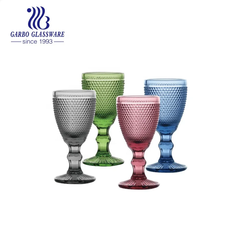 New H Pattern Glass Goblet with Solid Color Wine Glass Cup Food Grade Safe Glass Water Cup Engraved Luxury glassware