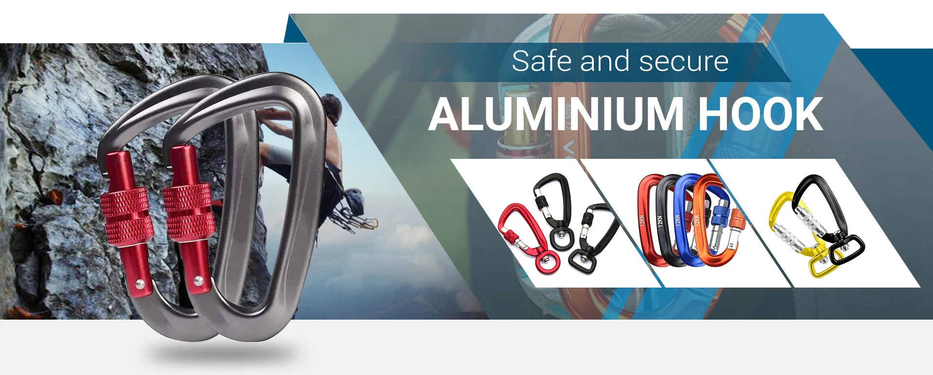 25kn Safety Hook Auto Locking D Shape Aluminum Carabiner for Climbing,Hammock,Hiking