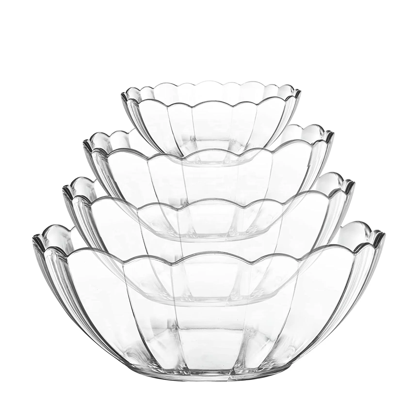 Flower-Shape Clear Glass Serving Salad Mixing Bowls for Lunch