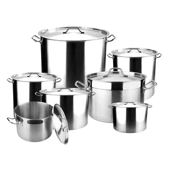 Commercial Stainless Steel Double Ear High Stock Pot with Lid Cookware Sets Food Grade Canteen Soup Pot