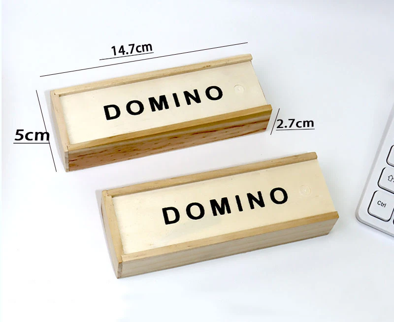 Hochwertiger, kundenspezifischer Kinder-Domino-Tisch Mini Holz-Domino-Set mit Box Klassische pädagogische Spiele Brettspiele für Kinder und Erwachsene