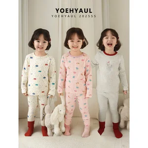 YOEHYAUL D4704 2 Pieces Warm Breathable Cartoon Pattern Pajamas Homewear Soft Kids Baby Girl Winter Sleepwear Pajamas Set