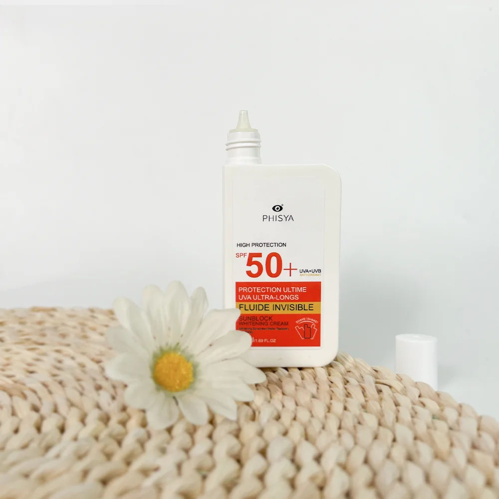 PHISYA Vegan SPF 50+ Sunscreen Lotion Waterproof and Anti-Sweat UVA UVB Block for Outside Activity Body Anti-Aging Property