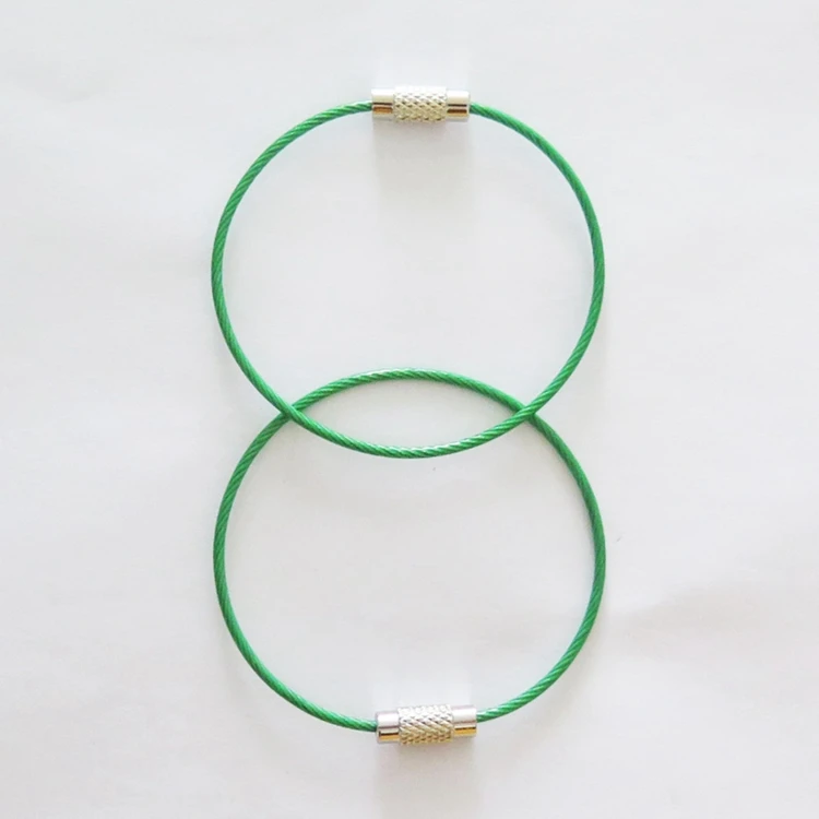 YIWANG Green 150MM Cable Key Ring Wire Rope