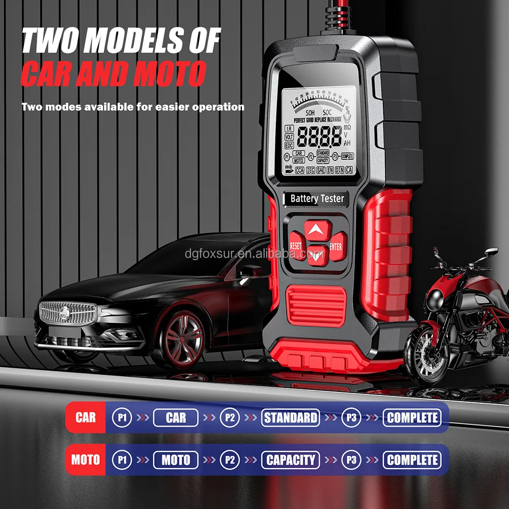 FOXSUR New Arrival 12V 24V Car Battery Tester Analizor digital Tester pentru camion Motocicletă SUV Barcă cu afișaj LED