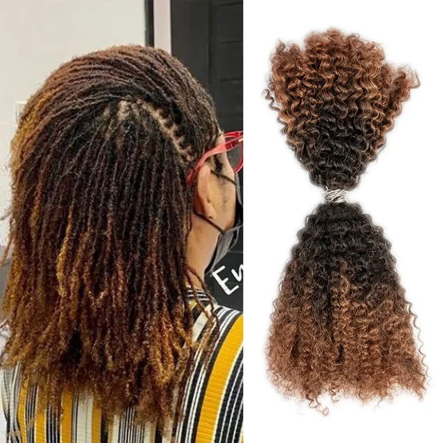 KAMA Remy Brazilian Virgin Human Hair Afro Wave Bulk Extensions for Dreadlocks Twist Braiding with Machine Double Weft 50g