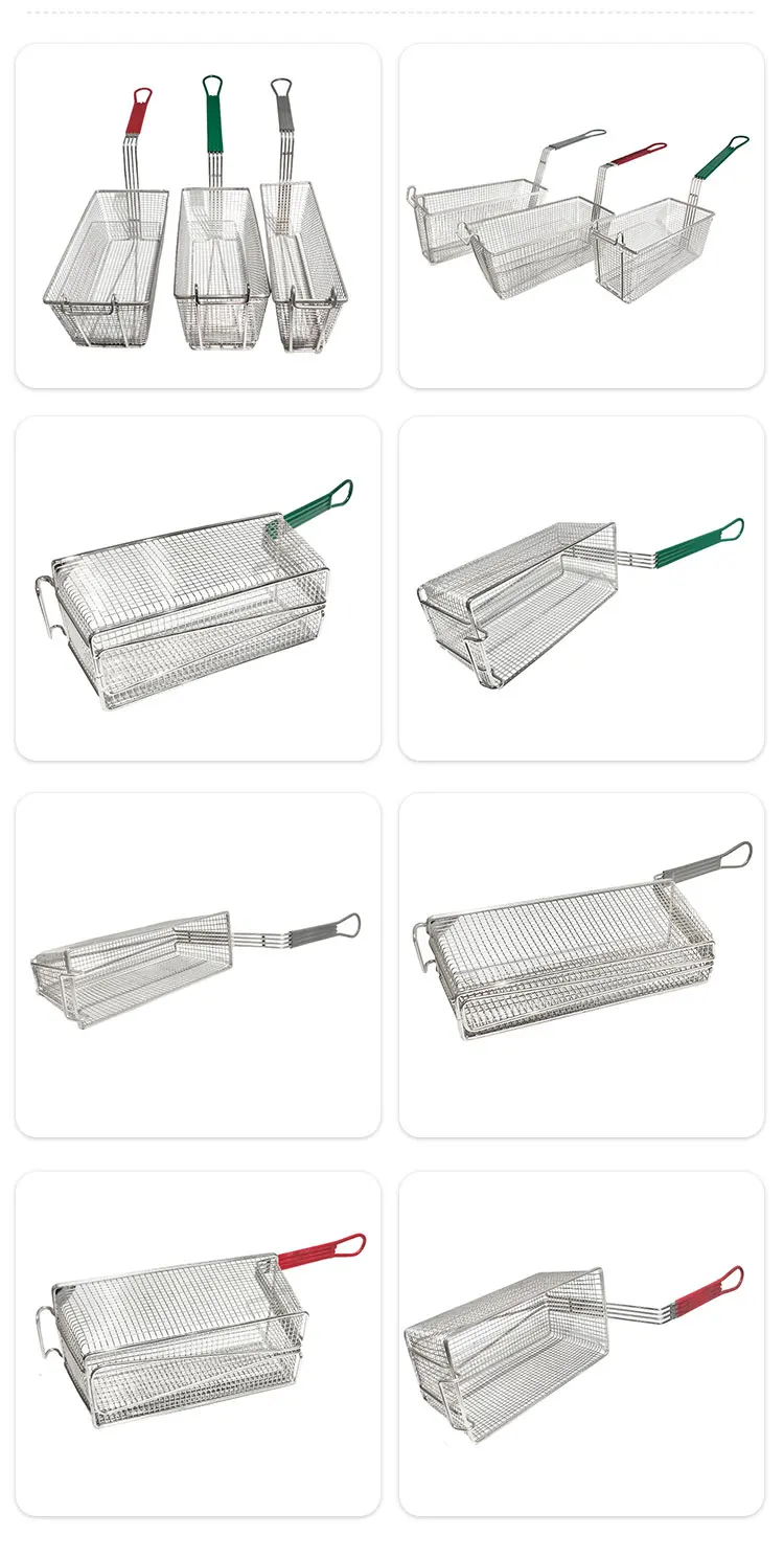 Commercial kitchen colanders strainers chips wire mesh frying baskets stainless steel fryer basket supplier