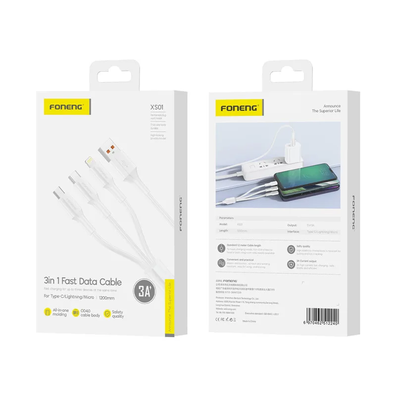 FONENG USB Cable Type- C 6A