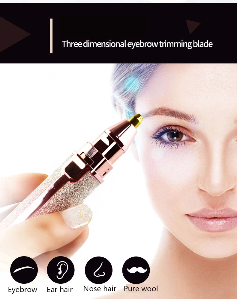 Instant 2 In 1 USB Rechargeable Face Epilator Hair Remover Electric Eyebrow Trimmer