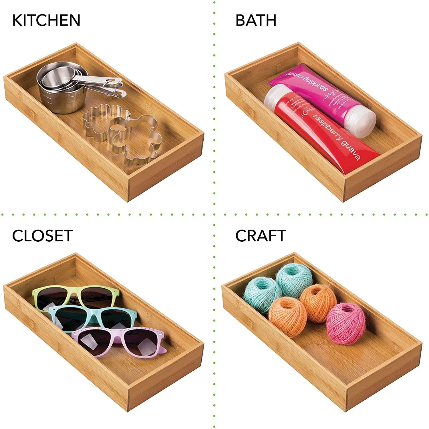 Stackable Bamboo Drawer Organizers – Set of 6