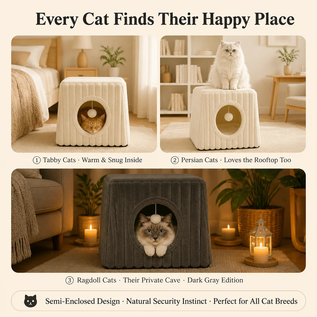 Corduroy Cat House Semi Enclosed Plush — Product details 8