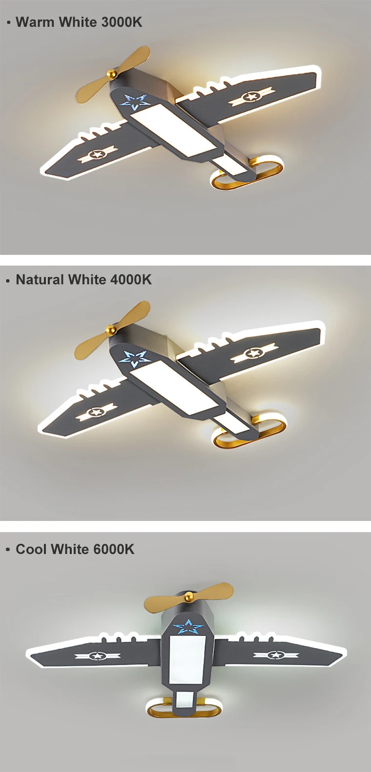 Child room airplane light boy bedroom ceiling light creative personality modern simple cartoon room eye protection lamps