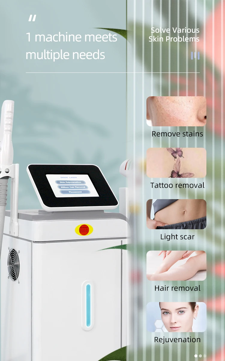 Spa 2 in 1 nd yag laser hair removal picosecond hair removal laser diode 808nm depilation laser