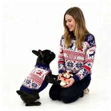 Classic Eco-Friendly Floral Pattern Dog Sweaters with Cotton and Nylon Blend for Fall/Winter Outdoor Use