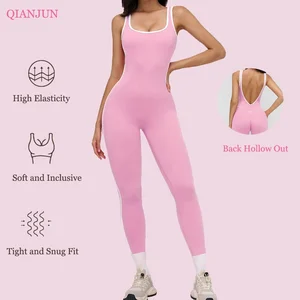 New Gym Fitness Yoga One Piece Bodysuit Sexy Open Back Yoga Jumpsuit Sleeveless Quick Dry Workout Fitness Yoga Bodysuit