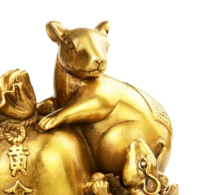 Brass Material Chinese Zodiac 5pcs Rat Animals Statue for Money Bag
