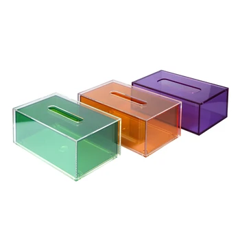 Creative Modern Home Office Decoration Luxury Colorful Square Acrylic Tissue Paper Box Container Napkins Tissue Holder